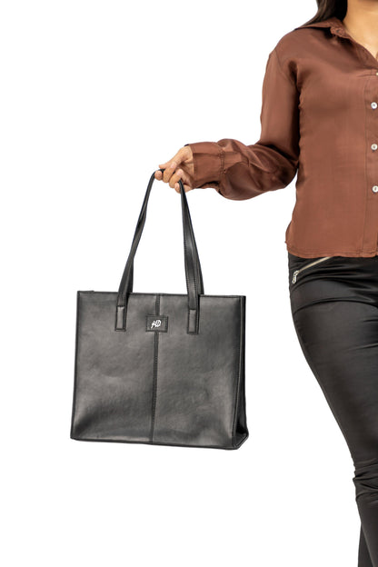 Everyday Women's Leather Zipper Tote Bag-Black