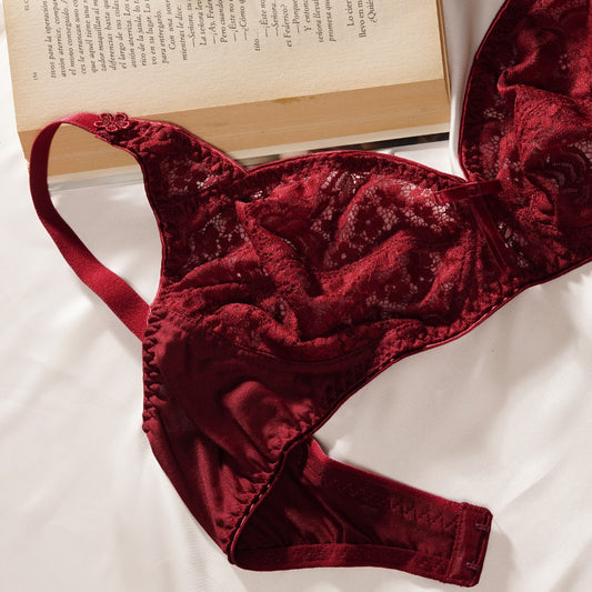 MARVEL Rosette, Soft Lace Cup Unpadded Polyester Jersey Bra, MAROON