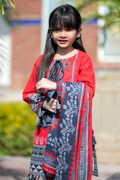 Girls Digital Printed Khaddar 3 Piece