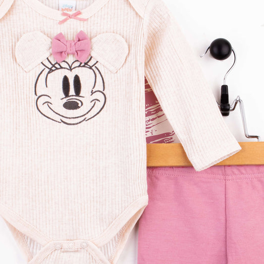 Baby Girl 3 Piece Set Off-White 3D Minnie Mouse