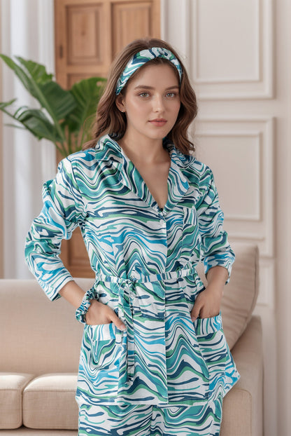 Rue' Rofe' Allure Sleepwear & Casual Daily Wear women printed silky Finish night wear Pajama Set