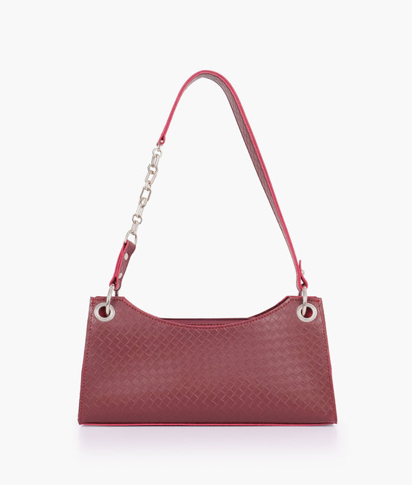 RTW Creation - Burgundy weaved elongated chain handle purse