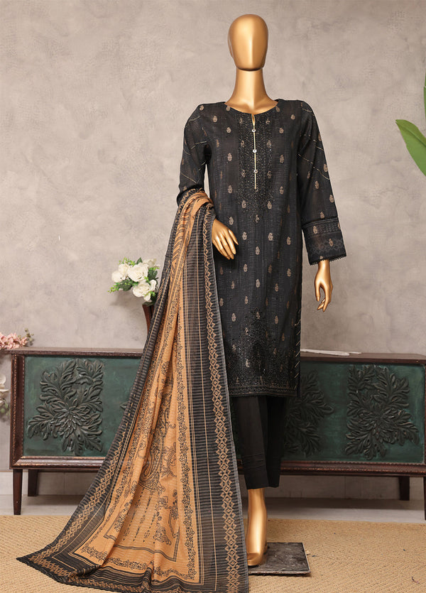 Majestic By HZ Textile Embroidered Jacquard 3 Piece Unstitched Suit HZ25M MJE-11