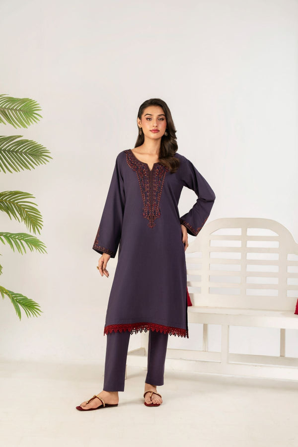 Ahlam By Safa Textile 2 Piece Embroidery Lawn Eid Edit Collection'2025-Suit (purple)