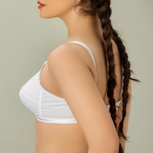 XCLence, Cotton embroidered Unpadded Crossover Bra, WHITE