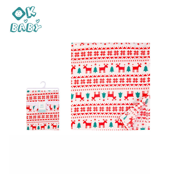 OK Baby Rucervus Red & Green Blanket