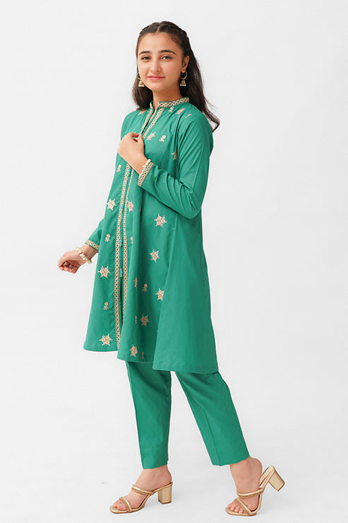 JK-PRT-009, Frock style Embroidery Dress