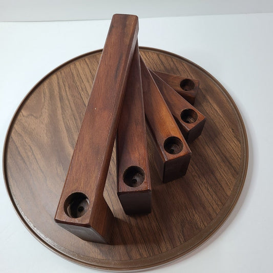 Vintage Articulating Danish Inspired Wooden Candleholder, Mid Century, 5-Candle