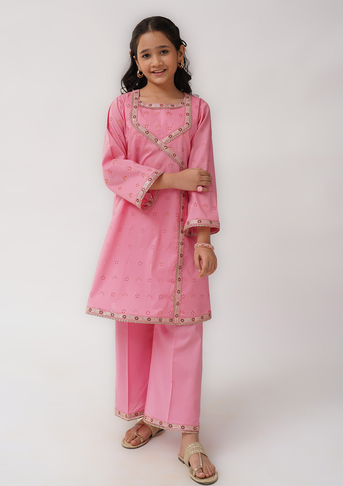 K-SFC-018, JAQUARD EMBROIDERED ANGRAKHA TROUSER, 2 pcs Suit