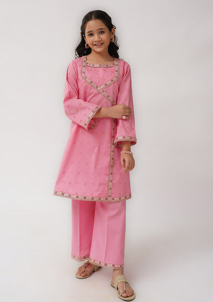 K-SFC-018, JAQUARD EMBROIDERED ANGRAKHA TROUSER, 2 pcs Suit