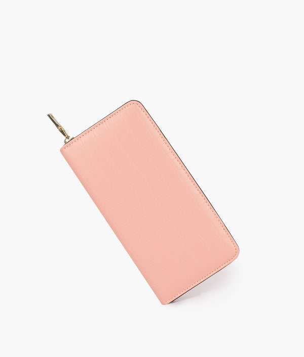 RTW Creation - Pink crocodile pattern wallet
