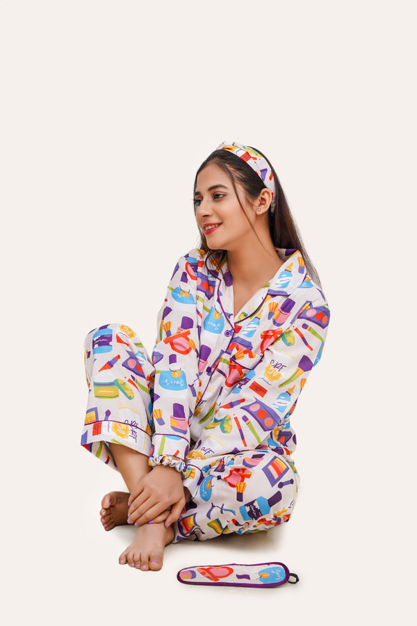 Valerie Summer Collection Breathable Cotton Finish Very Comfy & Soft 5pcs Pajama Set-ARJ-PCTN04