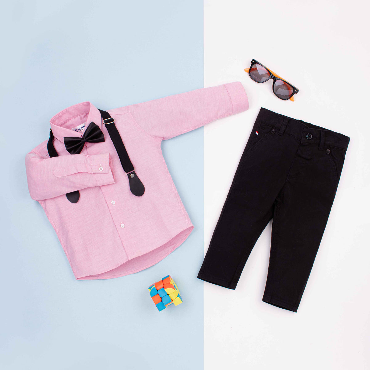Baby Boy 4 Piece Set Pink / Black Formal Set