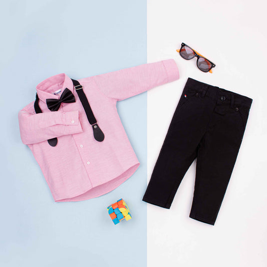 Baby Boy 4 Piece Set Pink / Black Formal Set