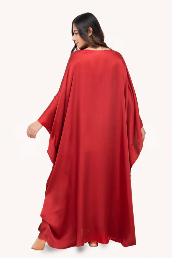 Women Premium Silk Red Kaftaan-ARJ-SLKCAF-01-RD