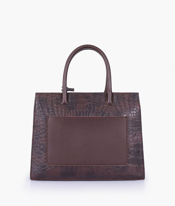 RTW Creation - Dark brown crocodile vintage handbag