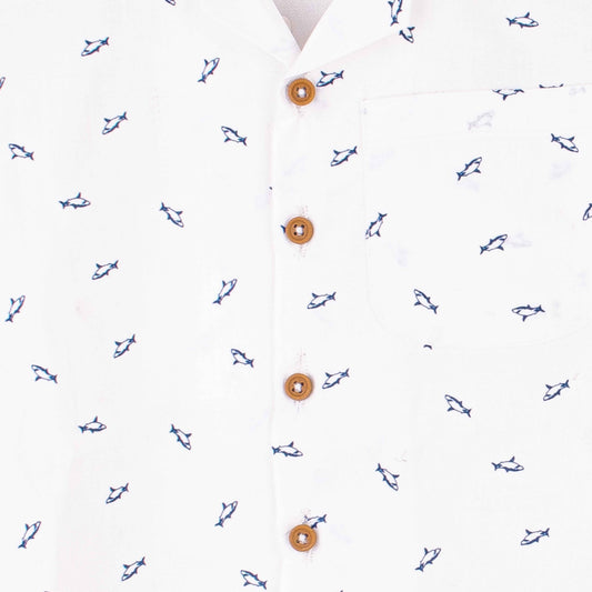 Baby Boy 2 Piece Safari Set White Shark Print