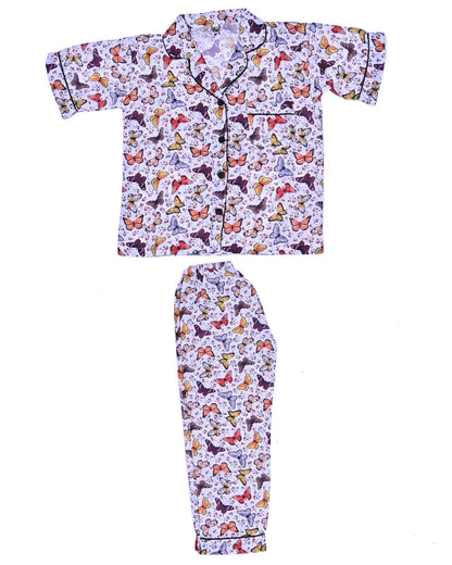 Kids klub cozy sleepwear breathable & light weight pajama set-purple; multicolor; animal; white