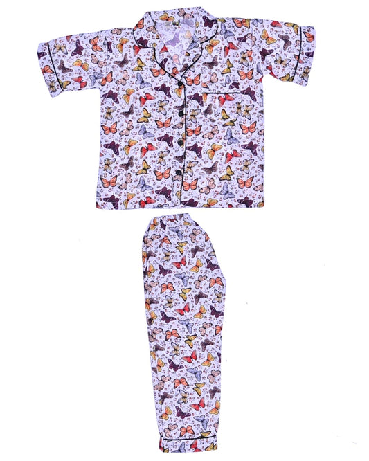 Kids klub cozy sleepwear breathable & light weight pajama set-purple; multicolor; animal; white