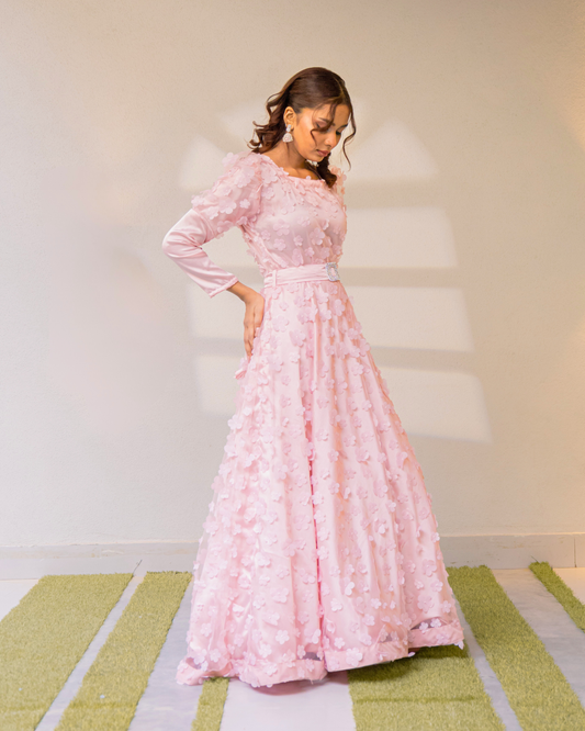 Pink Floral Bloom - A Bridgerton-Inspired Floral Gown - Made To Order