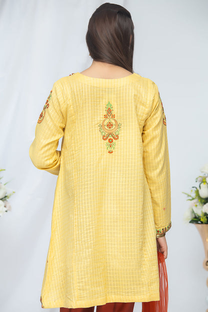 3PCS Jacquard Suit Shirt, Dupatta & Cotton Trouser SKU: EMB-036