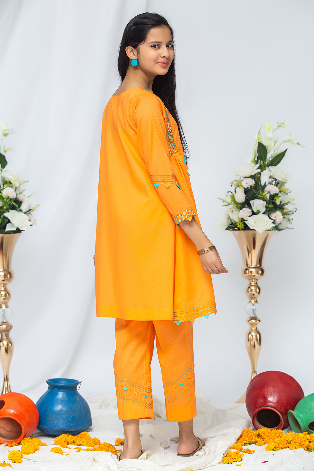 2PCS Jacquard Suit Shirt & Cotton Trouser SKU: EMB-051