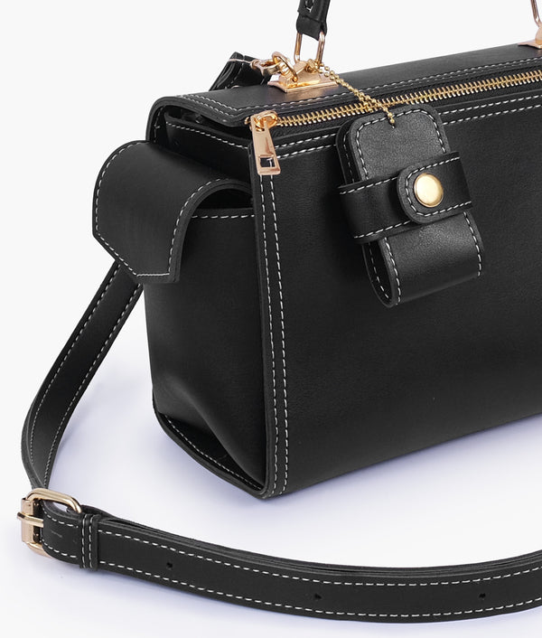 RTW Creation - Black bowling bag with top-handle