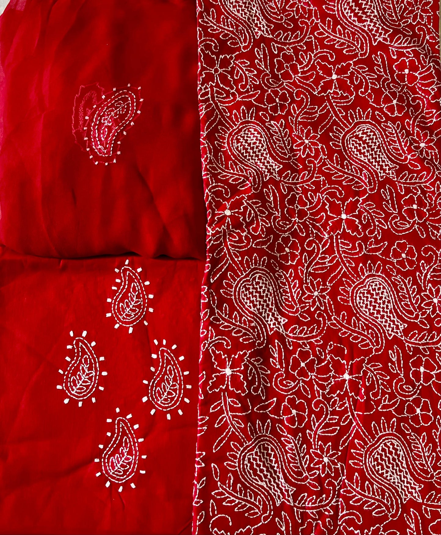 One of the oldest and most loved embroidery styles is Chikankari. Cross Stitch brings the delicate artistry of Chikankari blending it with modern flare.-Cherry