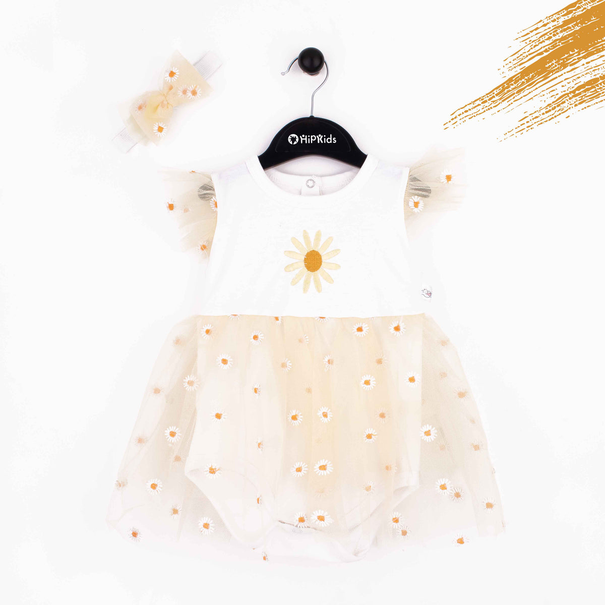 Baby Girl 2 Piece Set Toto Frock Off-White Sun Flower