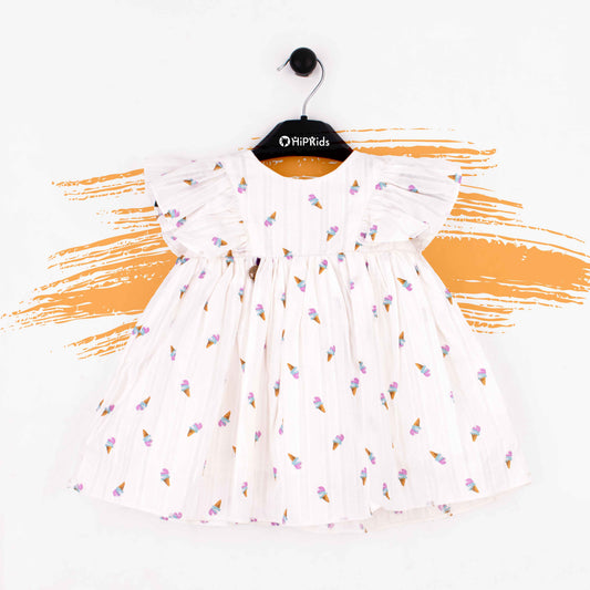 Baby Girl Ice Cream Print Cotton Frock