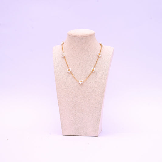 Blooming Beads Necklace Black Silver