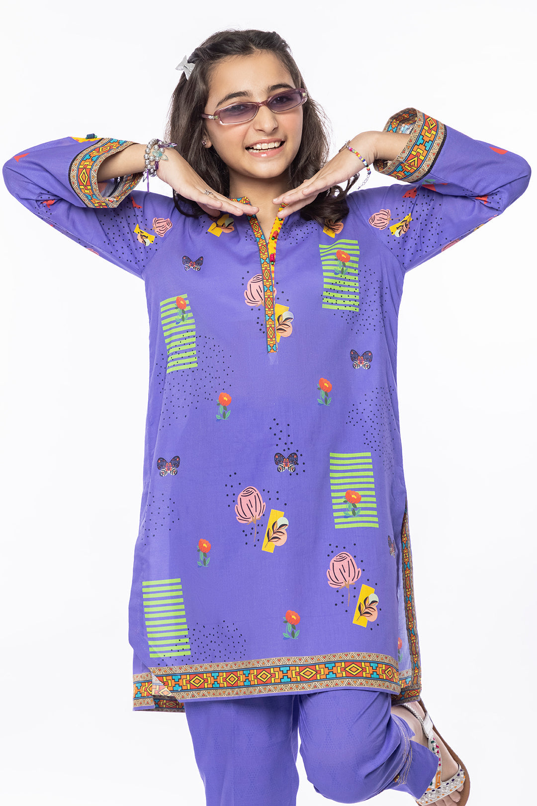 2Pcs Printed Lawn Suit Blue SKU: MAC-022