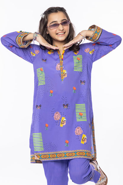 2Pcs Printed Lawn Suit Blue SKU: MAC-022