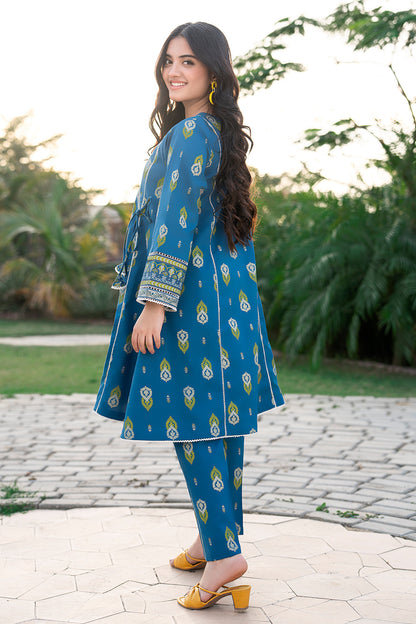 T-ALPRTW-059, Angrakha style  printed frock and trouser