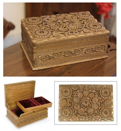 Floral Wood Jewellery Box, "Lavish Garden"