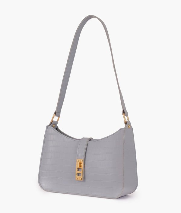RTW Creation - Grey crocodile baguette bag