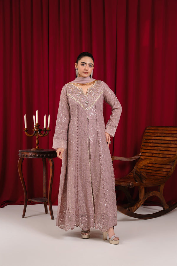 Manahils Stitched Formals K-136-Tea Rose