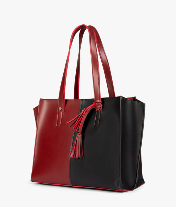RTW Creation - Red and black over the shoulder tote bag