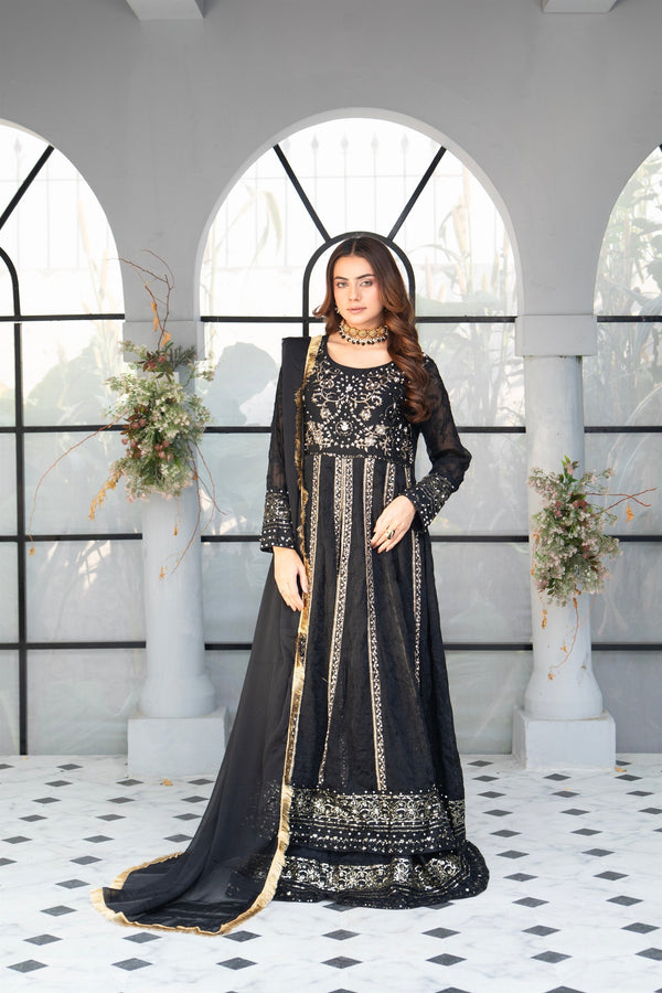 Manahils Stitched Formals B 007-Black