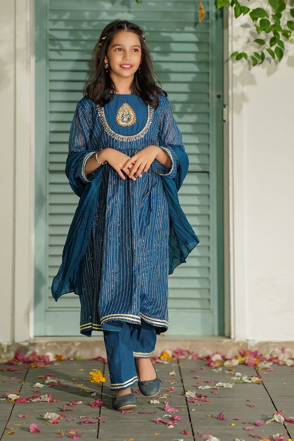 Ochre Clothing Zari Jacquard Hand Adda Work 3 Pc Suit Collection'2025-SHD-09