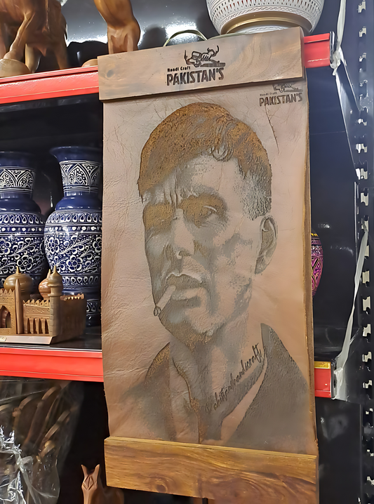 Uniquely Handcrafted Leather Portrait Carvings (Personalized Engraved Portrait On Leather With Wooden Photo