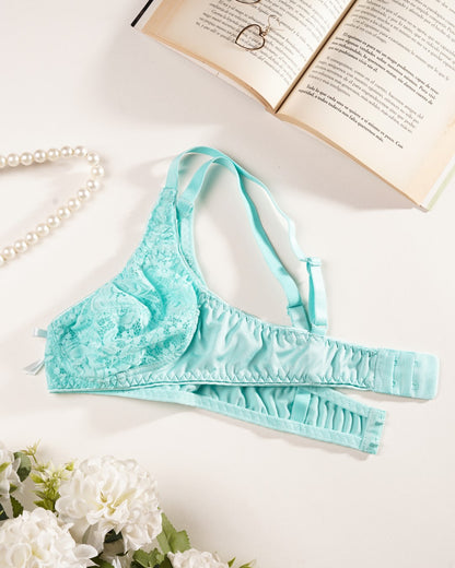 MARVEL Rosette, Soft Lace Cup Unpadded Polyester Jersey Bra, TURQUOISE