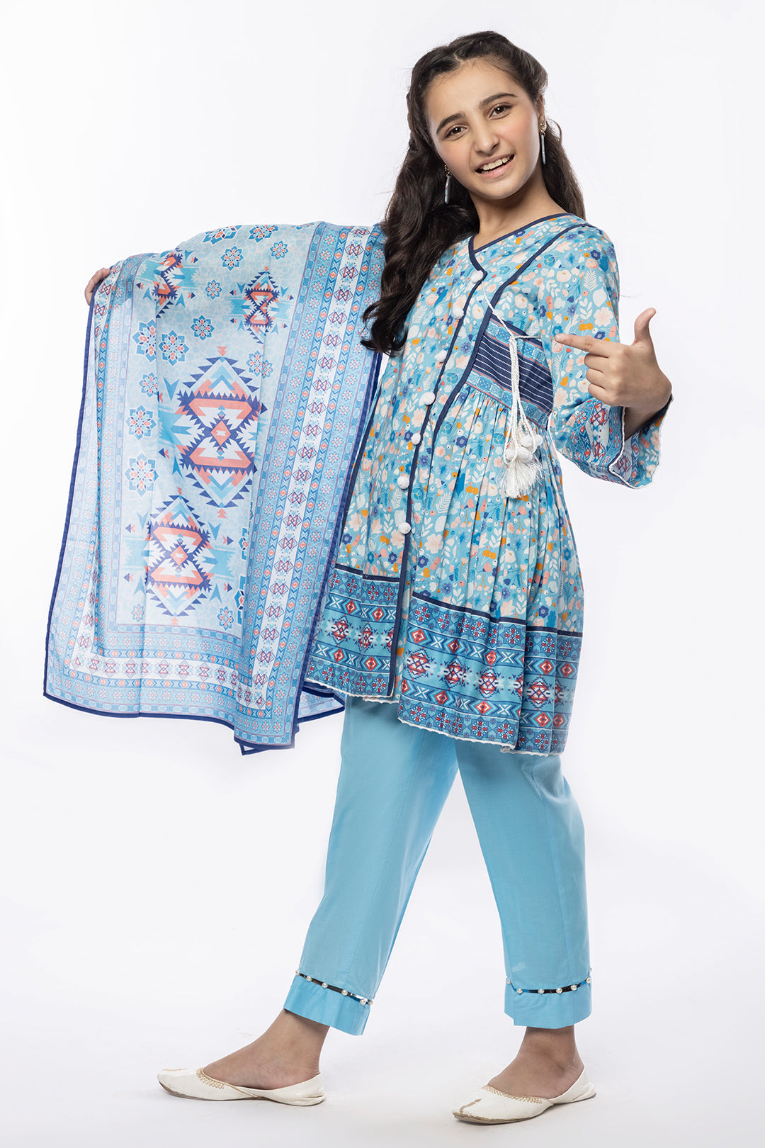 3PCS Digital Printed Lawn Shirt, Dupatta & Cotton Trouser SKU: SFRK-004