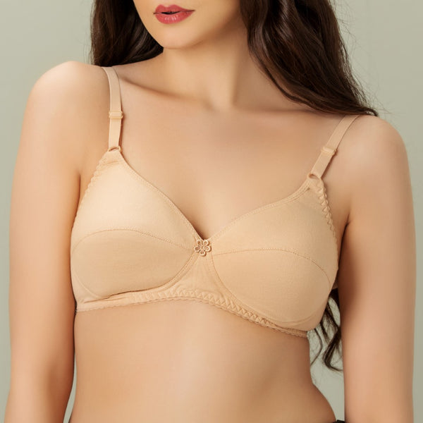 Softouch-P, Soft Cotton Jersey Thin Padded Bra, SKIN