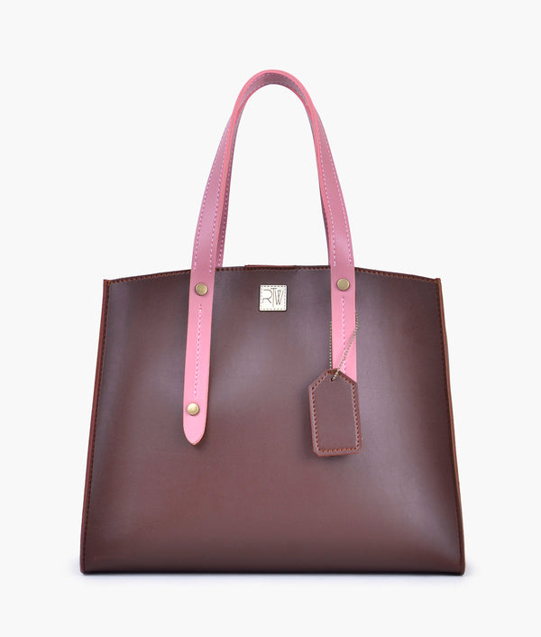 RTW Creation - Burgundy with pink multi compartment satchel bag