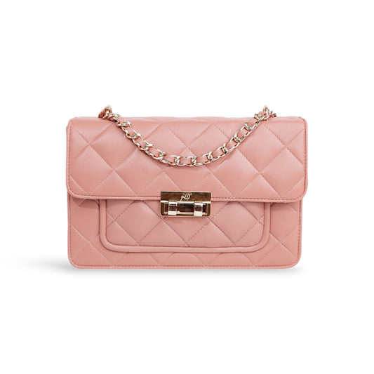 Flora Quilted Crossbody Leather Bag-Blue