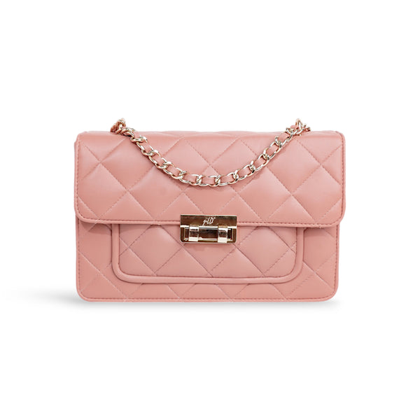 Flora Quilted Crossbody Leather Bag-Blue