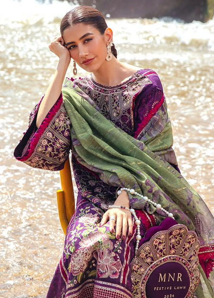 Mohsin Naveed Ranjha Embroidered Lawn Suits Unstitched 3 Piece MNR24DS MFL-016 Gul-E-Lala - Summer Collection
