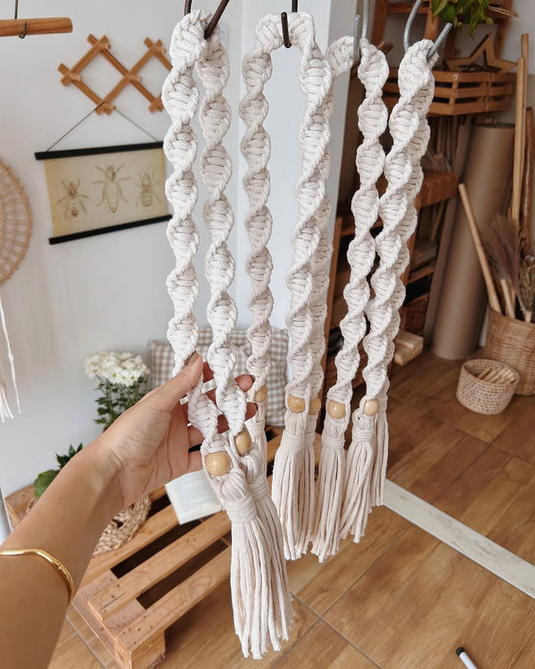 Macrame Curtain Tiebacks – Boho Rope Curtain Holders