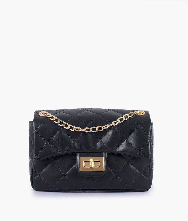RTW Creation - Black quilted mini bag with chain